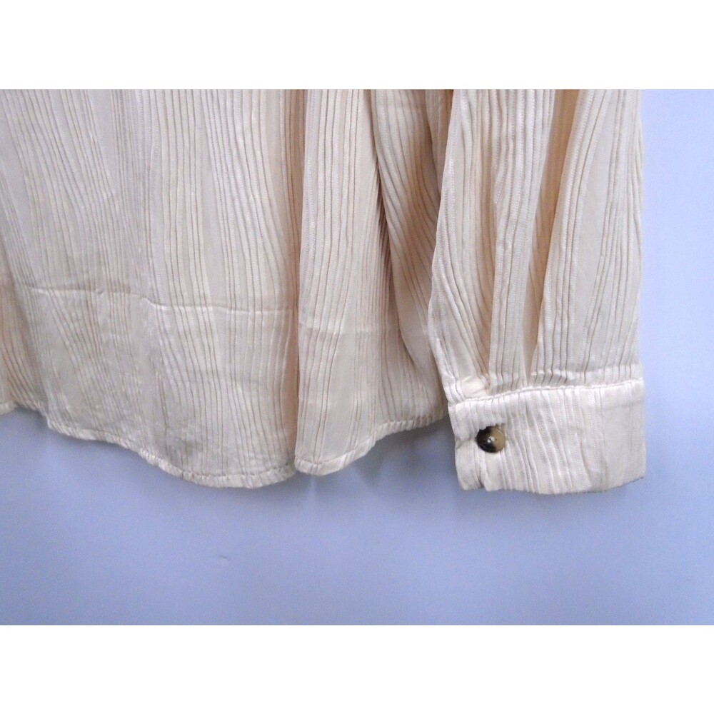 Teepie Womens Button Blouse Size L Ribbed with Pocket lapel V-neck - Picture 10 of 12